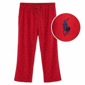 Polo Ralph Lauren Men's M Pajama Pants Red All Over Pony Print Sleepwear Cotton